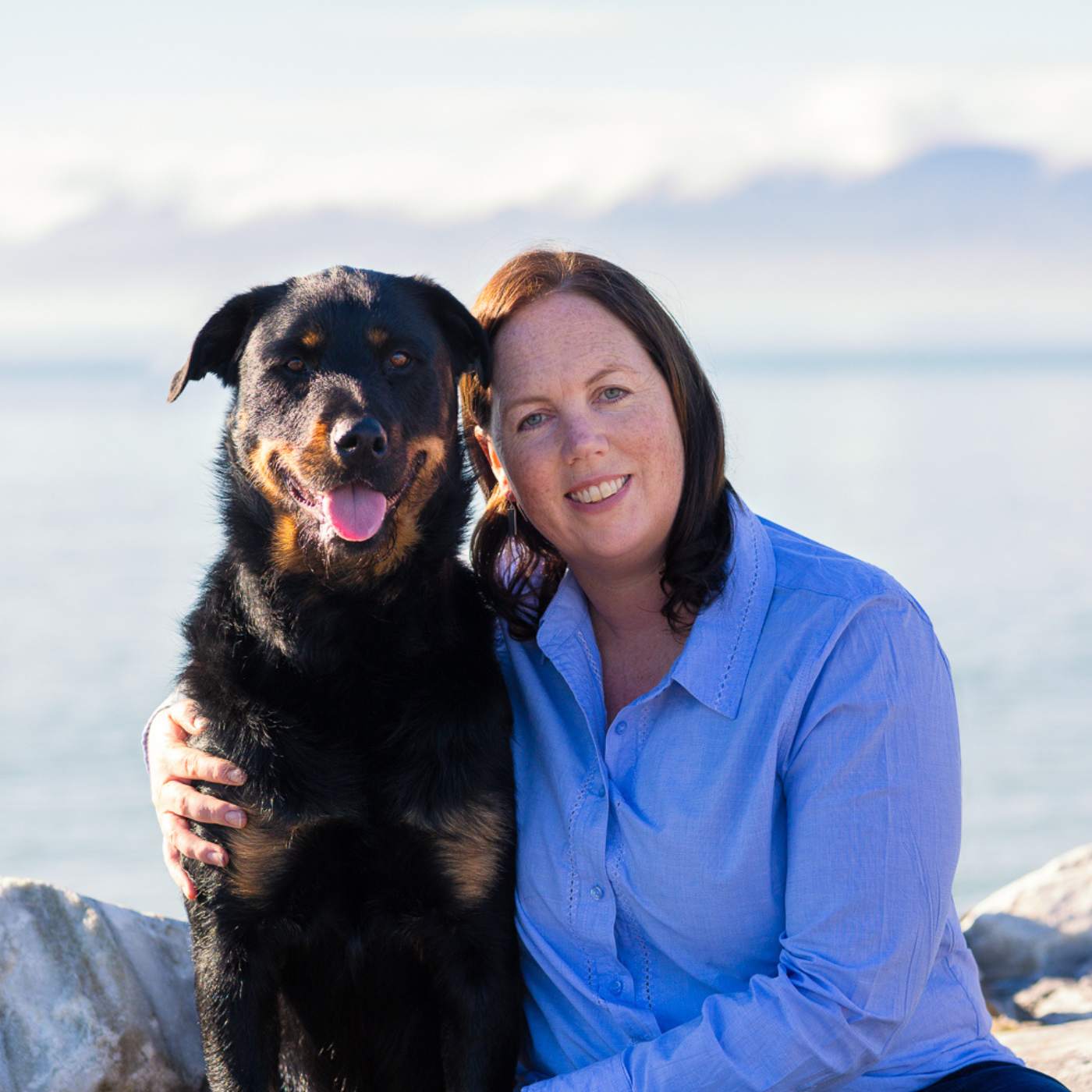 New Zealand veterinarian Dr Paula Short with Roxy a Rottweiler